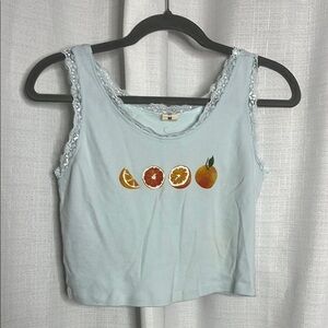 VibeN’ | Blue citrus print cropped tank